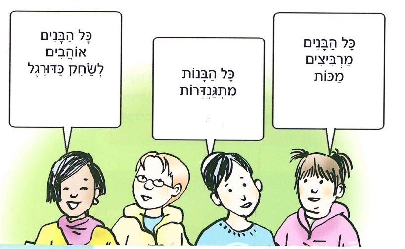 (בספר תמונה של ילדים מדברים בהכללות )